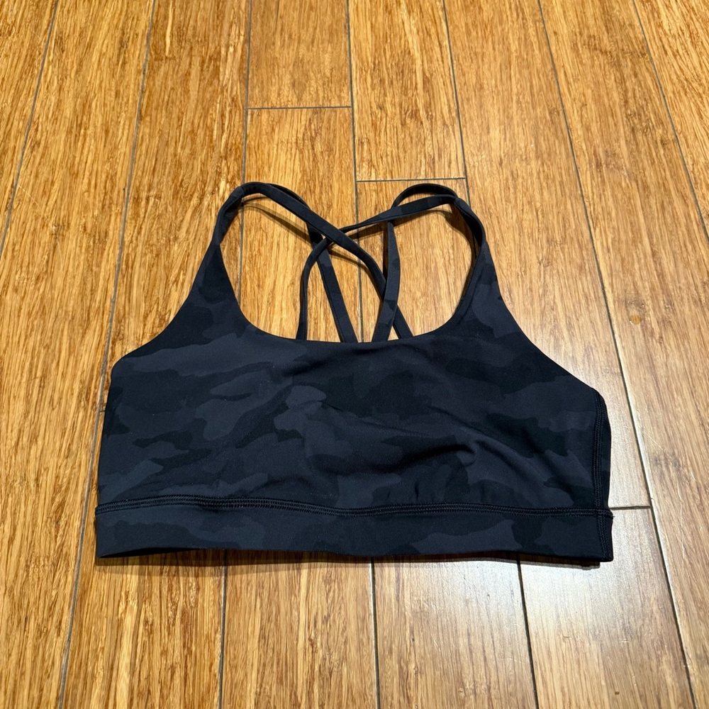 lululemon athletica Black Camo Strappy Sports Bra